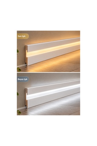 Led Kanallı Beyaz Süpürgelik Lake Pvc Süpürgelik 12 Cm Yüksekliğinde 14 Mm Kalınlığında 280 Cm Uzunluğundadır