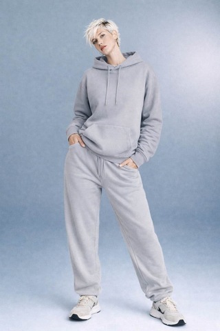 İçi Polarlı Kapşonlu Kadın Sweatshirt Hoodie Gri