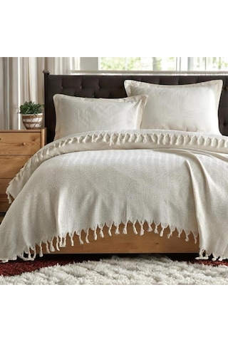 Çift Kişilik Pike 200x230cm, Ekru , %100 Pamuk, Yumuşak Dokulu, Hann Yalın Ekru