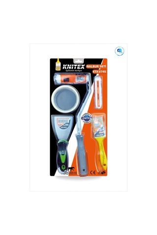 Boyacı Seti 5 Parça Fırça Ve Rulo Paslanmaz Çelik Spatula Pvc Ban