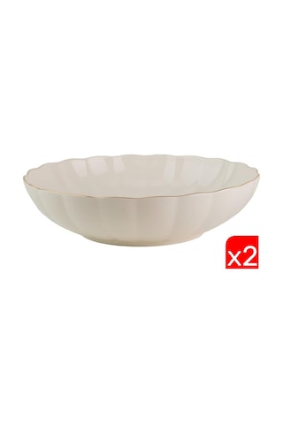 Kütahya Porselen Bone Luz Altın File Çorba Kasesi 15cm 2 Li Çok Renkli