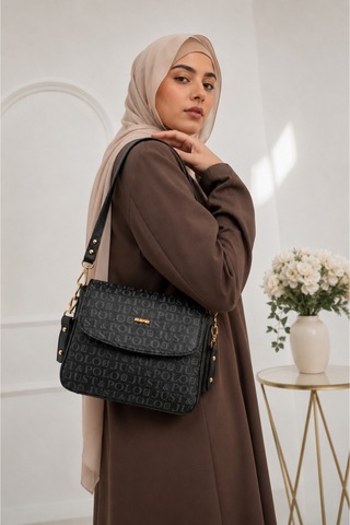 Genel Markalar Yeni Sezon Kolon Askılı 4 Bölmeli Kadın Çantası 25x15cm Siyah