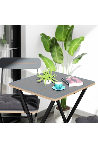 Bistro Takım Minderli Bahçe Masa Sandalye Füme 1402
