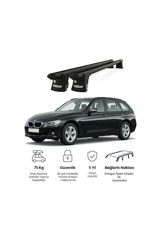 Trio-ıı Bmw 3 Serisi F31 2012-2015 Uyumlu Siyah Kilitli Ara Atkı 120cm Port Bagaj Tavan Barı