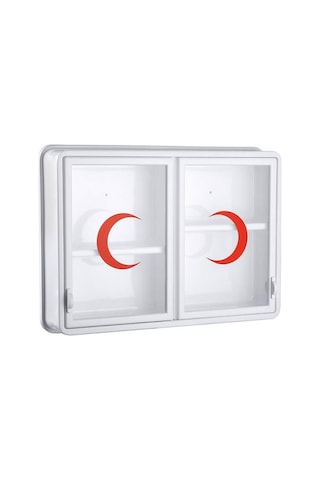 Ecza Dolabı + İlk Yardım İçeriği Pratik Açılır Kapanır Kapaklı 45 CM