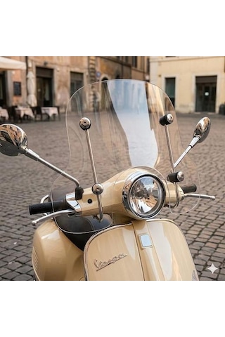 Motosiklet Ön Siperlik Camı Vespa Cappucino Vb Modellere Uyumlu 3,5 Mm Motor Şeffaf Cam