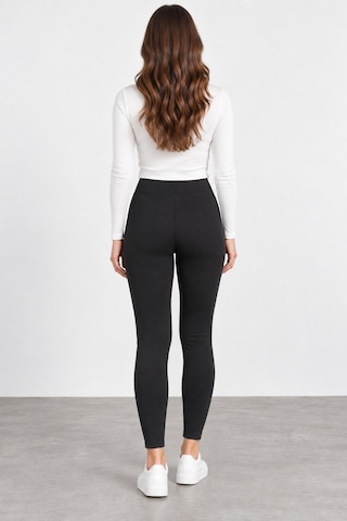 Bihan Store Kadın Beli Kemerli Çelik Triko Tayt Esnek Ve Rahat Kesim W27-1110 - Siyah