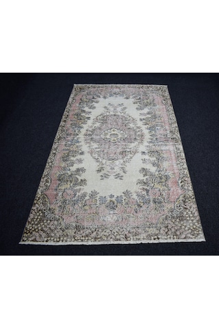 Zehra Abla Halı Vintage 4m2 Eskitme El Dokuma Nadir Güllü Çiçekli Yün Halı 7442 Çok Renkli