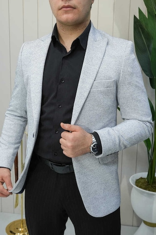 Bys Beystil Sivri Yaka Lacivert Kırçıllı Blazer Ceket Garcia - Slim Fit