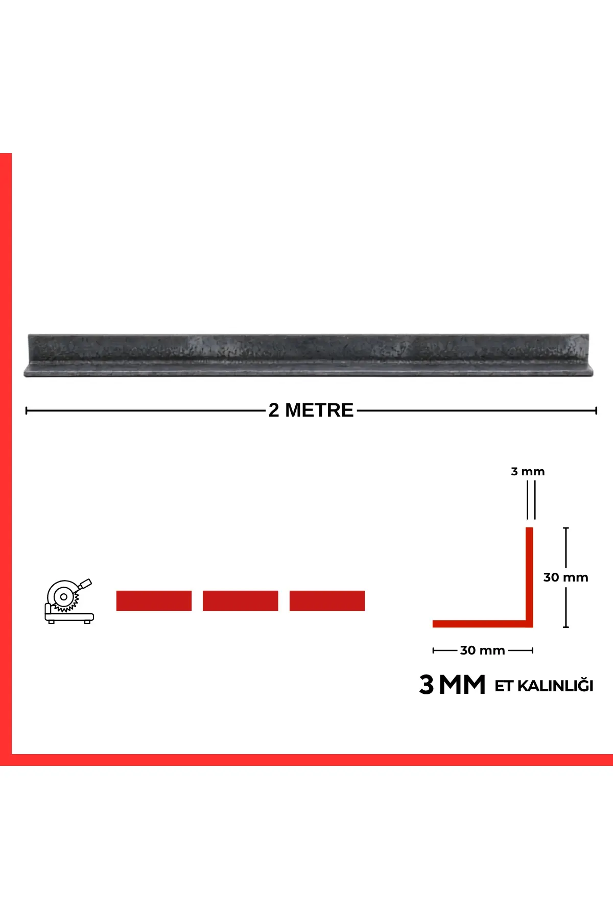 30x30x3 Mm 2 Metre Köşebent Demir L Profil -tarım, Bahçe Ve Çelik Konstrüksiyon Metal
