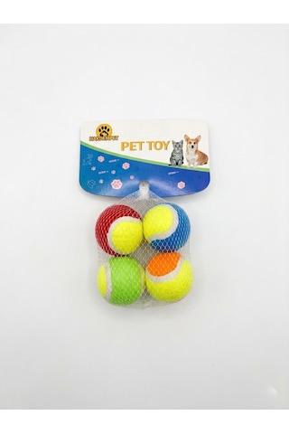4'lü Renkli Tenis Topu Kedi Köpek Oyuncağı Seti - İnteraktif Isırma Ve Yakalama Topu