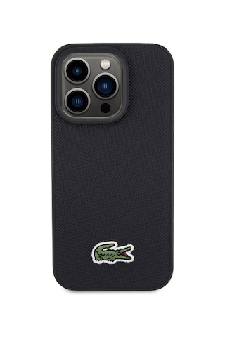 Apple Uyumlu iPhone 15 Pro Kılıf Lacoste Lisanslı Pu Pike Desenli İkonik Timsah Dokuma Logolu Kapak