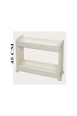 Slim Organizer 2 Katlı Plastik Banyo / Mutfak Düzenleyici Raf Beyaz 49,5 14 45 Cm Beyaz