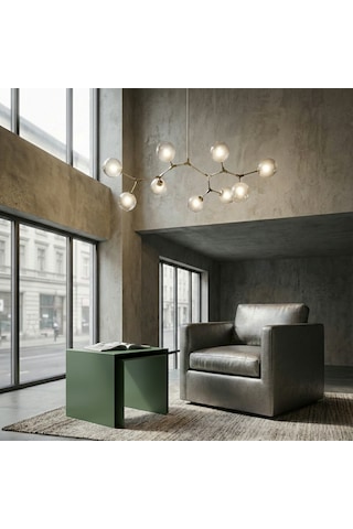 Modern Metal Zigon Sehpa Seti Minimal Tasarım İç İçe Geçen Yan Sehpa 2 Li Set Yeşil