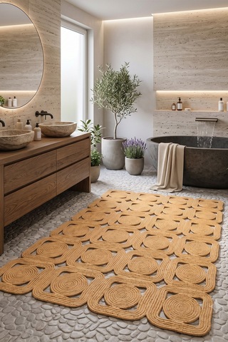 Jüt Hasır Kare Kilim Dekoratif Halı Yolluk Doğal Görünümlü Bohem Modern Ev Dekorasyonu Salon Oturma Mutfak Balkon Çocuk Odası 160kırçıllıhasır 160kırçıllıhasır