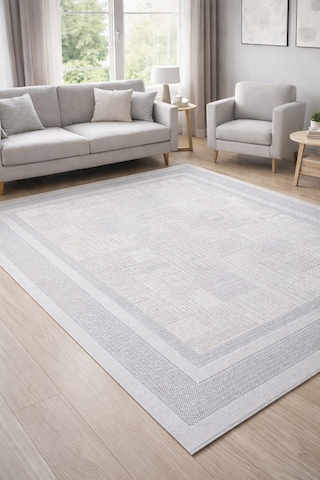 Modern Gri Akrilik Halı 462.000 Vuruş Sık Dokuma Leke Tutmaz Oeko-tex Sertifikalı