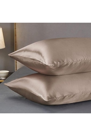 Mercan 2'li Saten Yastık Kılıfı Seti - Saç Ve Cilt İçin Havadar İpek Yastık Kılıfı Saten Yastık Kılıfı 2'li Paket Zarf Kapatmalı 76x51cm