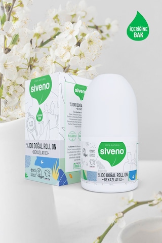Siveno %100 Doğal Roll On Beyazlatıcı Etkili Deodorant Ter Kokusu Önleyici Bitkisel Leke Bırakmayan Vegan 50 ML
