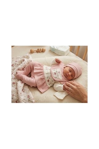Bambık Baby Zuhu 0-3 Ay Kız Bebek Hastane Çıkışı 5'li Set - %100 Pamuklu Raporlu Arılı Yenidoğan Zıbın Takımı Beyaz Beyaz