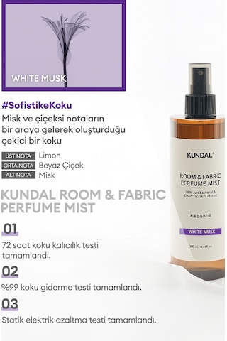 Oda Ve Kumaş Kokusu Kundal Room & Fabric Perfume Mist White Musk 300 Ml Musk