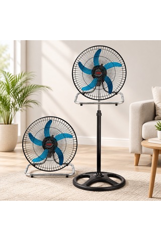 Sanayi Tipi Ayaklı Vantilatör - 5 Metal Kanatlı, 3 Kademe Hız
