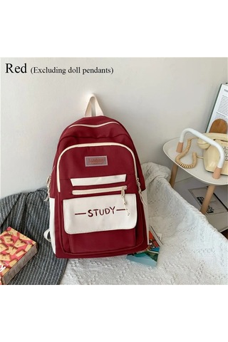 Naylon Büyük Kapasiteli Sırt Çantası Genç Erkek Kız Saf Renk Çok Renkli