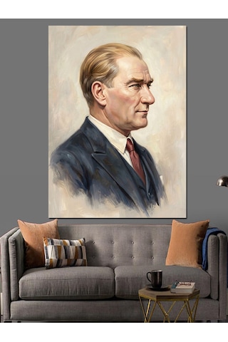 Karizmatik Atatürk Profil Portre Sanatı Dekoratif Kanvas - Mdf Ahşap Tablo