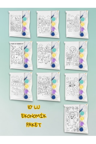 Çocuk Resimleri Serisi Seramik Boyama Seti 10' Lu Ekonomik Paket, Çocuklar Boyasın Ve Yapıştırsın
