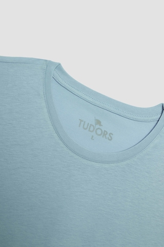 Tudors Erkek Slim Fit Dar Kesim Pamuk Yumuşak Dokulu Basic Açık Mavi Bisiklet Yaka Tişört-31787-mavi Mavi
