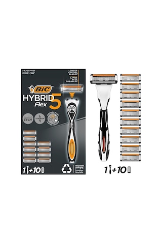 Bıc Flex 5 Hybrid Tıraş Bıçağı Seti 1 Gövde + 10 Yedek Başlık 5 Bıçaklı Erkek Tıraş Bıçağı