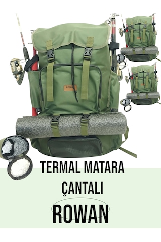 Termal Alt Bölmeli+termal Matara Çantalı Kamp Balıkçı Çantası Haki