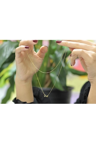 Diamine 14 Ayar Altın İnce Pullu Aynalı Zincir Kolye