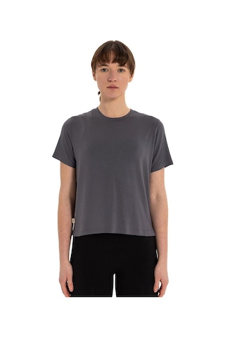 Inguz Modal Bisiklet Yaka Basic Yoga T-shirt Gri