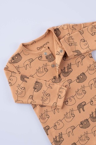 Boumini Bebek Uzun Kollu Çıtçıtlı Tulum Kahve Miskin-kahverengi Kahverengi