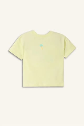 Defacto Relax Fıt Palmiye Penye Kısa Kollu Açık Yeşil Tişört Kız Bebek H8229a526smgn656 Yeşil-gn656