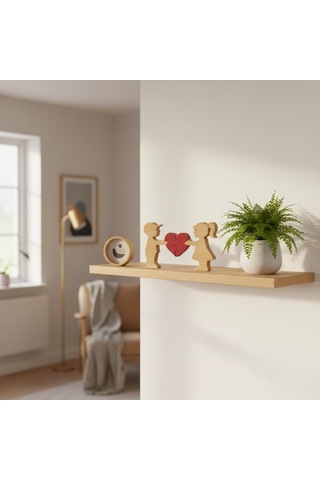 Simdale Wood Ahşap Aşık Çift Ve Kırmızı Kalp - İsimli Sevgililer Günü & Yıldönümü Hediyesi