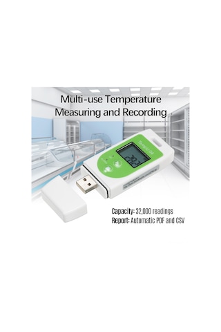 Jeehugo Usb Sıcaklık Kaydedici - Gıda Ve İlaç Taşıma/depolama İzleme Cihazı, Otomatik Pdf/csv Raporu, 32.000 Okuma Kapasitesi, Düğme Pil Cr2032