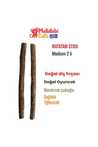 Matatabi Cats Matatabi Stick Medium Doğal Kedi Çiğneme Çubuğu, Kedi Oyuncağı 2'li Kedi Otu/nanesi Değildir