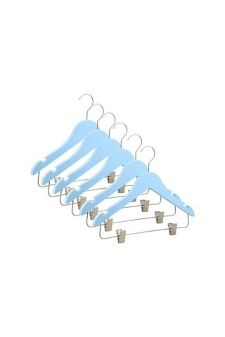 Nyn Ahşap 3-7 Yaş Mandallı Çocuk Askısı Mavi Renk 4 Adet