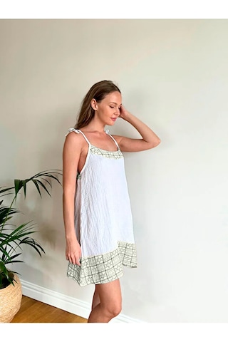 Süper Hafif %100 Pamuk 2 Katlı Müslin Gecelik Gecenin Vazgeçilmezi Nefes Alır Gots Sertifikalı Haki