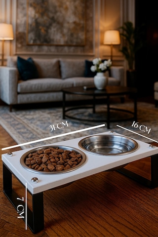Reyo Ok-ay Store Zorvia Paslanmaz Çelik Kedi Köpek Mama Ve Su Kabı Standı, %10 Eğimli, Ergonomik, Yükseltilmiş Sağlıklı Beslenme, Siyah-beyaz