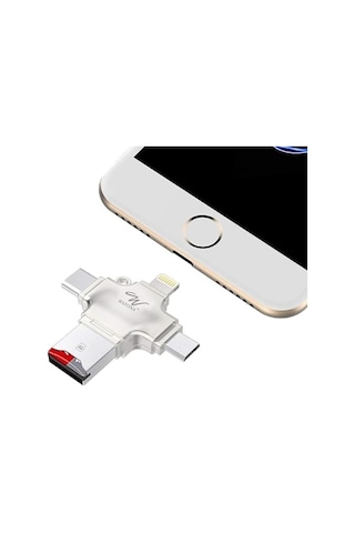 4'ü 1 Arada Otg Kart Okuyucu Dört Bağlantı Noktası: Lightning + Tip C + Micro Usb + Usb Kart Okuyucu