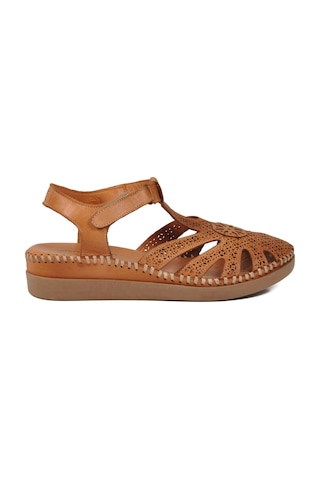 Pierre Cardin Siyah Hakiki Deri Cırtlı Kadın Günlük Sandalet Pc-54517 Z Taba