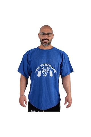 Full Power Gym Oversize Ragtop Spor Tişört Lacivert Çizgili Lacivert - Siyah