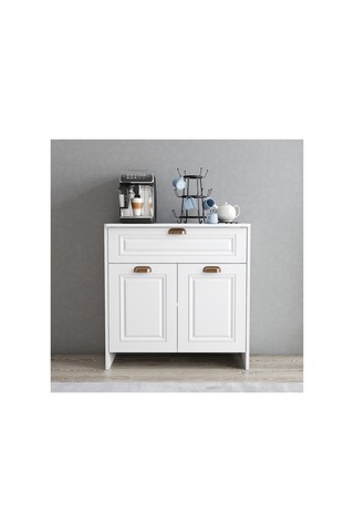 Boyalı Kapaklı Çekmeceli Çok Amaçlı Dolap - Beyaz 2 Kapaklı, 1 Çekmeceli, Raflı, Mdf 80x40x82 Cm Beyaz - 799852327 Beyaz