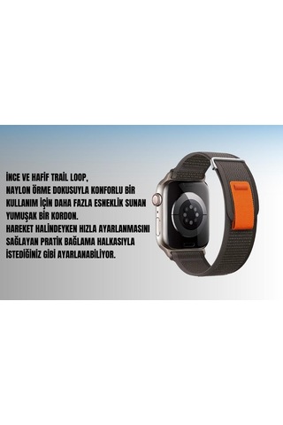 Apple Uyumlu  Watch 42mm 44mm 45mm 49mm 1/2/3/4/5/6/se/7/8/ultra Akıllı Saat Silikon Kordon Ve Kayışı Trail Loop Koyu Gri Turuncu