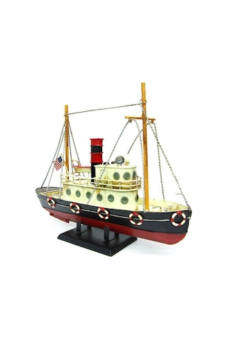 Dekoratif Retro Metal Balıkçı Teknesi Vintage 33cm No.2