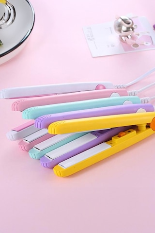 Thentech Seyahat Tipi Çanta Boy Mini Saç Düzleştirici Küçük Boy Taşınması Kolay Mini Boy Saç Düzleştirici Mor
