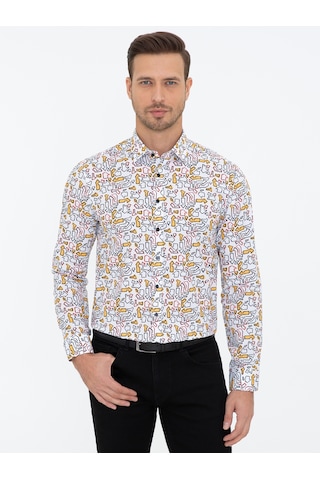 Cacharel Beyaz Slim Fit Uzun Kollu Gömlek 15841036