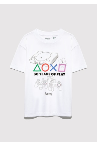 Mavi - Playstation Baskılı Beyaz Tişört 6610423-620 Beyaz